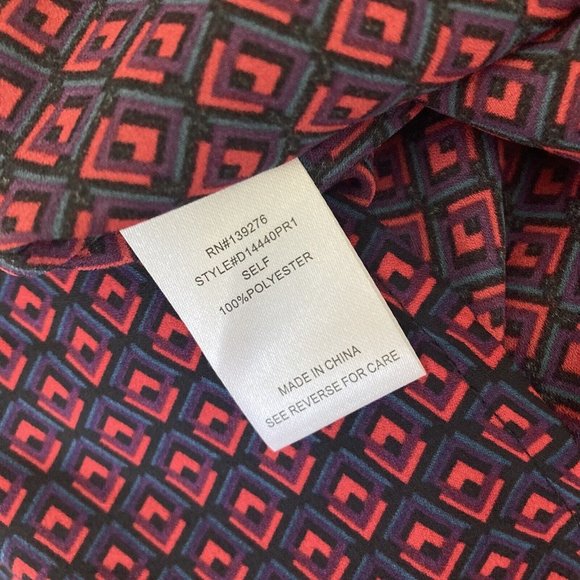 Daniel Rainn Blouse Half Button Front Blue and Red Pattern Womens Size XS - Picture 4 of 7